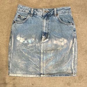 Jean holographic skirt